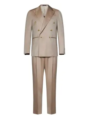 шерстяной костюм с двубортным пиджаком