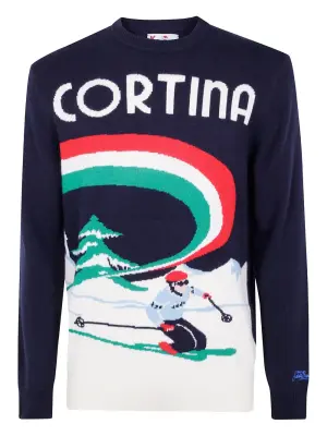 Свитер с круглым вырезом и графическим изображением цапли