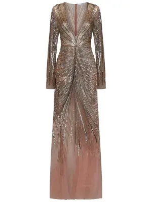 Присборенное платье с пайетками