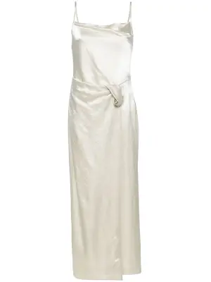 Атласное платье миди со сборками