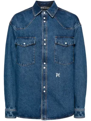 Джинсовая рубашка с вышитым логотипом