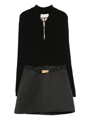 Платье мини с молнией и поясом