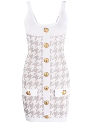 Платье мини в ломаную клетку