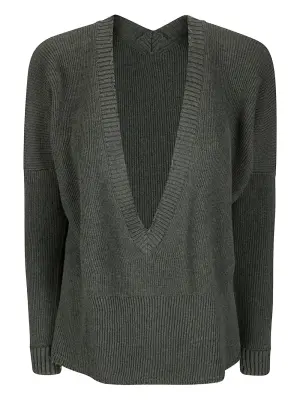 Ребристый свитер с V-образным вырезом