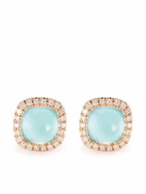 Серьги-гвоздики из розового золота с бриллиантами и бирюзой