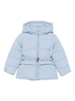 Пуховик с капюшоном и поясом