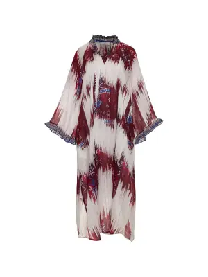 Платье с рисунком фрезии и V-образным вырезом