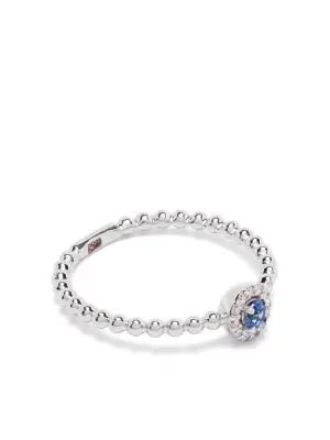 Кольцо из белого золота с бриллиантами и сапфиром