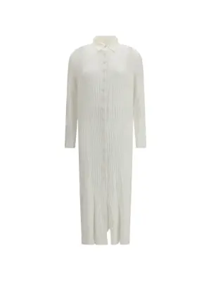 Плиссированное макси-платье на пуговицах