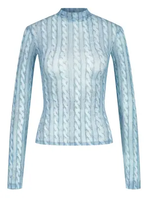 Топ фактурной вязки с высоким воротником