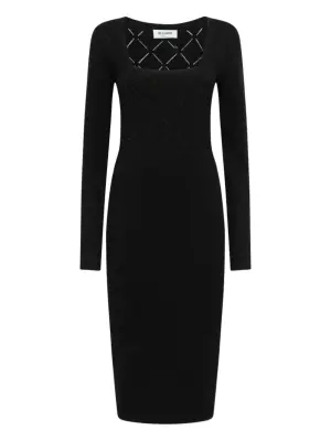 Платье миди с узором и длинными рукавами