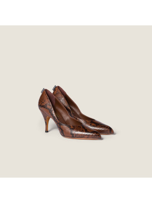 Туфли-лодочки из кожи айерс с принтом под питона