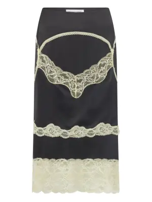 Атласная юбка с кружевом