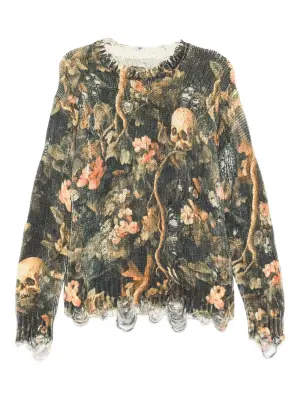 Джемпер с графическим принтом и необработанными краями