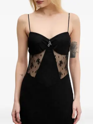 Платье макси с кружевными вставками