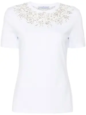 Футболка с кристаллами и кружевом