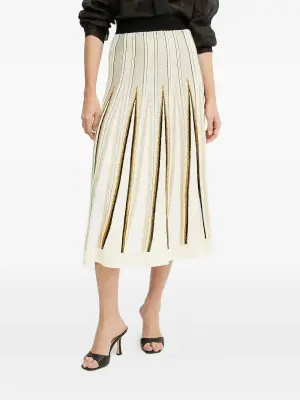 Полосатая юбка миди со складками