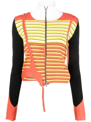 Полосатый кардиган асимметричного кроя