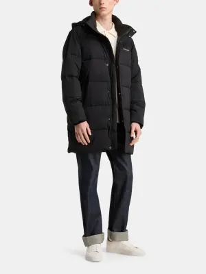 Прямой средней длины пуховик с капюшоном