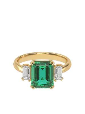 Кольцо Eden из переработанного желтого золота с бриллиантами и изумрудом