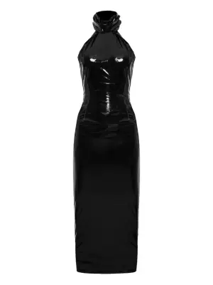 Платье миди с открытой спиной и высоким воротником