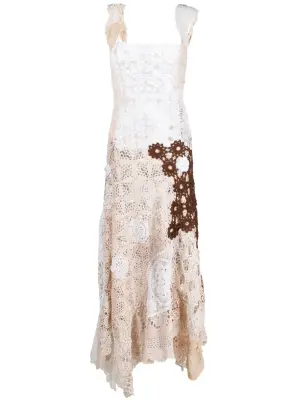 Платье миди в технике кроше