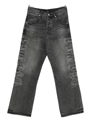 Джинсы с вышивкой и широкими штанинами