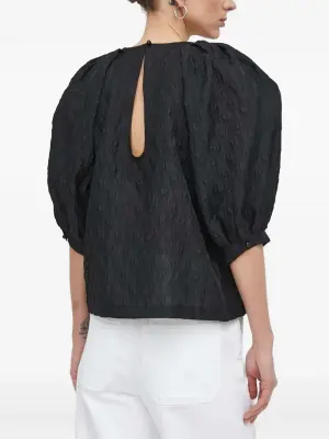 Топ с объемными рукавами и цветочным узором