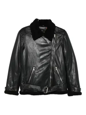 Байкерская куртка с воротником из овчины