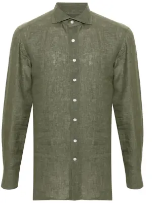 Льняная рубашка с длинными рукавами