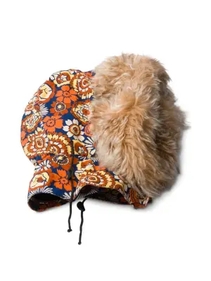 Капюшон с подкладкой из овчины и цветочным принтом