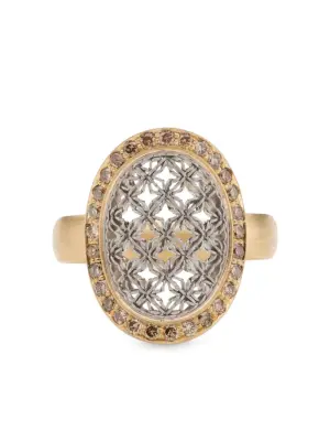 18kt yellow gold Damask diamond ring