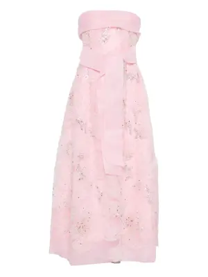 Платье миди без бретелек с отделкой пайетками