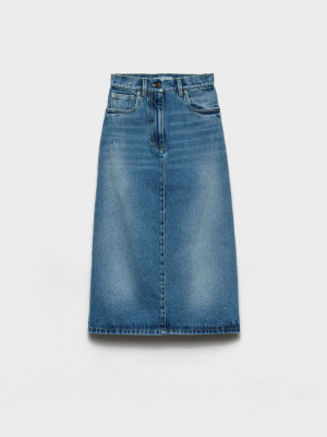 Расклешённая джинсовая юбка