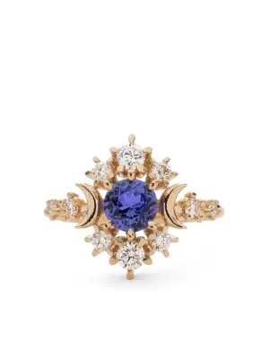 14kt yellow gold Wandering Cosmos tanzanite and diamond ring
