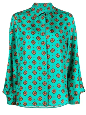 Шелковая рубашка с геометричным принтом