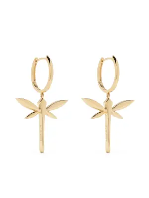 Маленькие серьги-подвески Dragonfly из желтого золота