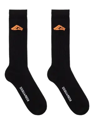 Носки в рубчик с вышитым логотипом