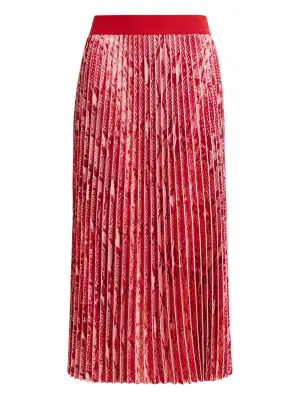 Плиссированная юбка миди со змеиным принтом