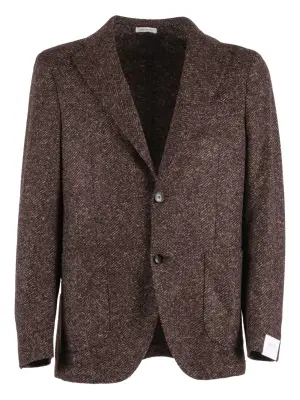 Однобортный блейзер с ёлочным узором