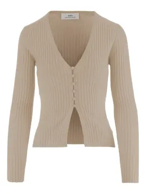 Кардиган с V-образным вырезом и рубчатой вязкой