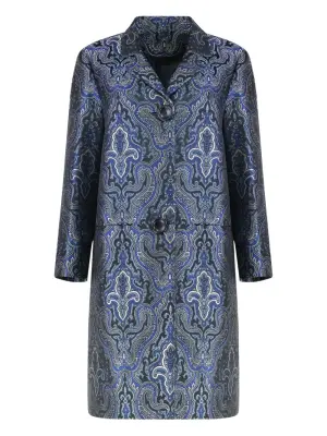 Однобортное пальто с жаккардовым узором