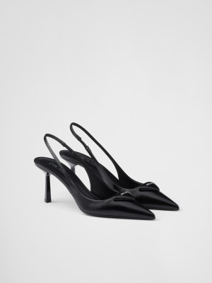 Туфли-слингбэки из лакированной кожи сафьяно