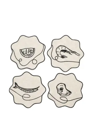 Набор Line Drawing из четырех льняных подставок