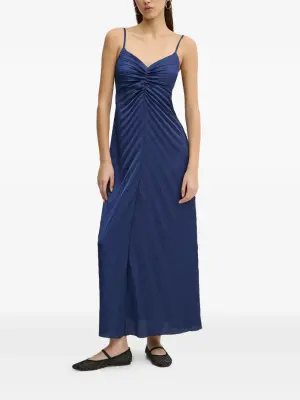 Платье миди с плиссировкой и V-образным вырезом