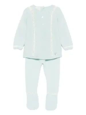 Комплект для малышей с вязаным узором "косы" и застежкой на пуговицах