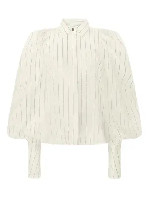Блузка в тонкую полоску с объемными рукавами