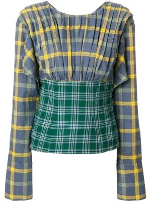 Двухцветный топ в клетку