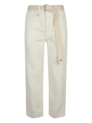 Брюки из хлопка и льна с поясом