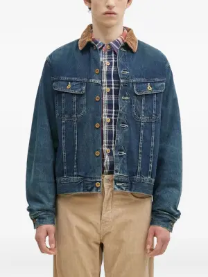 Джинсовая куртка с вельветовым воротником